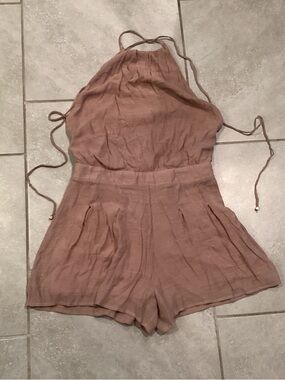 Willa Sleeveless Halter Romper in Dusty Mauve